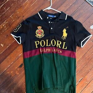 Polo by Ralph Lauren Black, Green, and Burgundy Men's Polo Shirt
